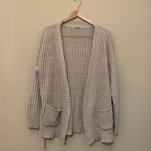 Poof! Marbled Tan/Cream Knit Cardigan Sweater L